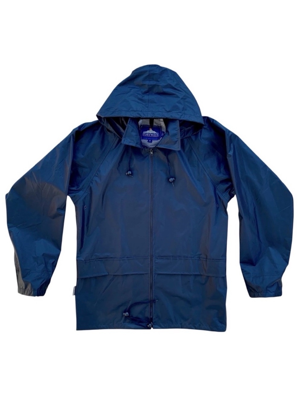 Portwest Navy Blue Classic Hooded Raincoat ~ Men’s Small
